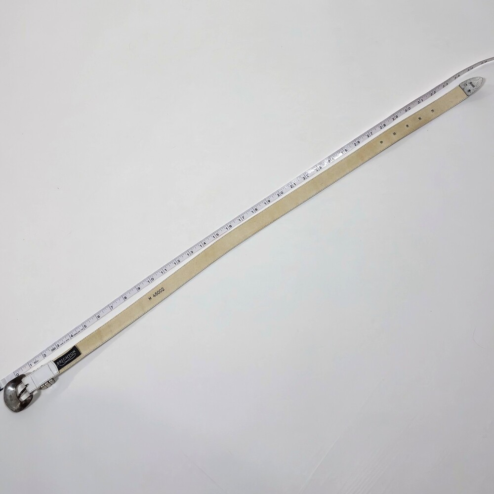Brighton White Leather Belt Silver Buckle - Medium - Picture 6 of 6